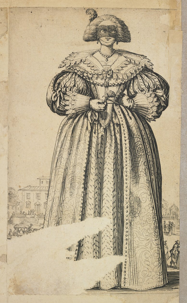 Nobile donna mascherata, da La Noblesse de Lorraine (verso), c.1620-23 da Jacques Callot