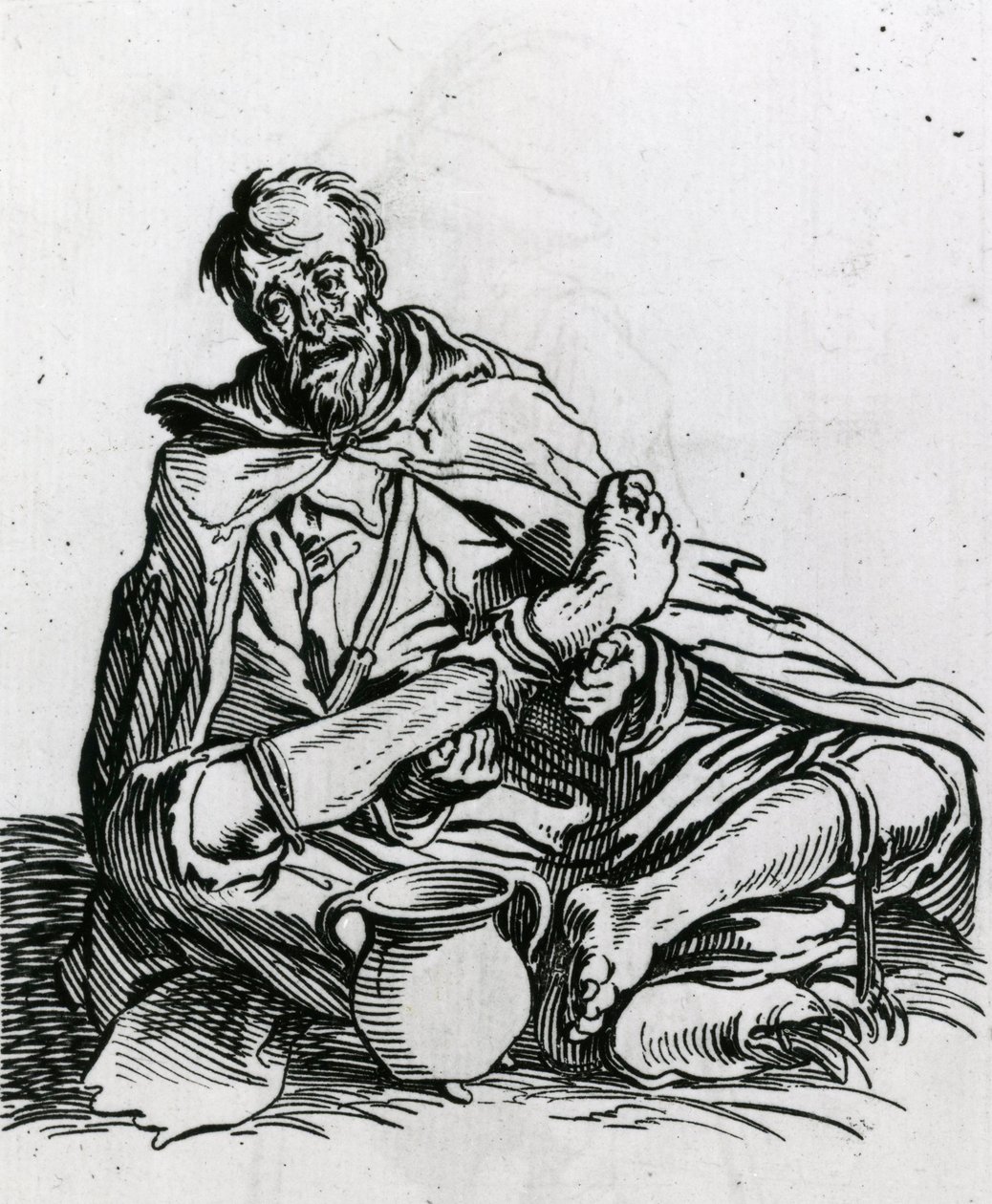 Mendicante seduto da Jacques Callot