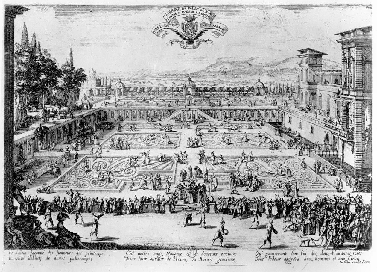 Il giardino del Palais de Nancy, dedicato alla Duchessa di Lorena, 1624 da Jacques Callot