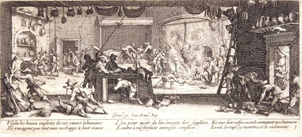 Il saccheggio Les miseres et les mal-heures de la guerre, pl. 5 da Jacques Callot