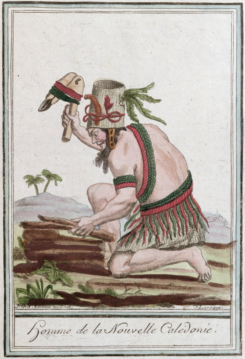 Nativo della Nuova Caledonia, inciso da J. Laroque da Jacques Grasset de Saint Sauveur