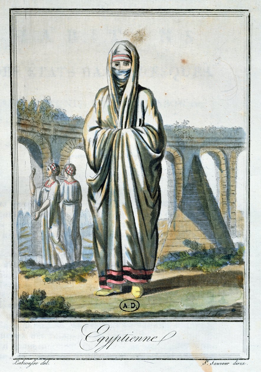 Donna egiziana che indossa il chador, illustrazione da 