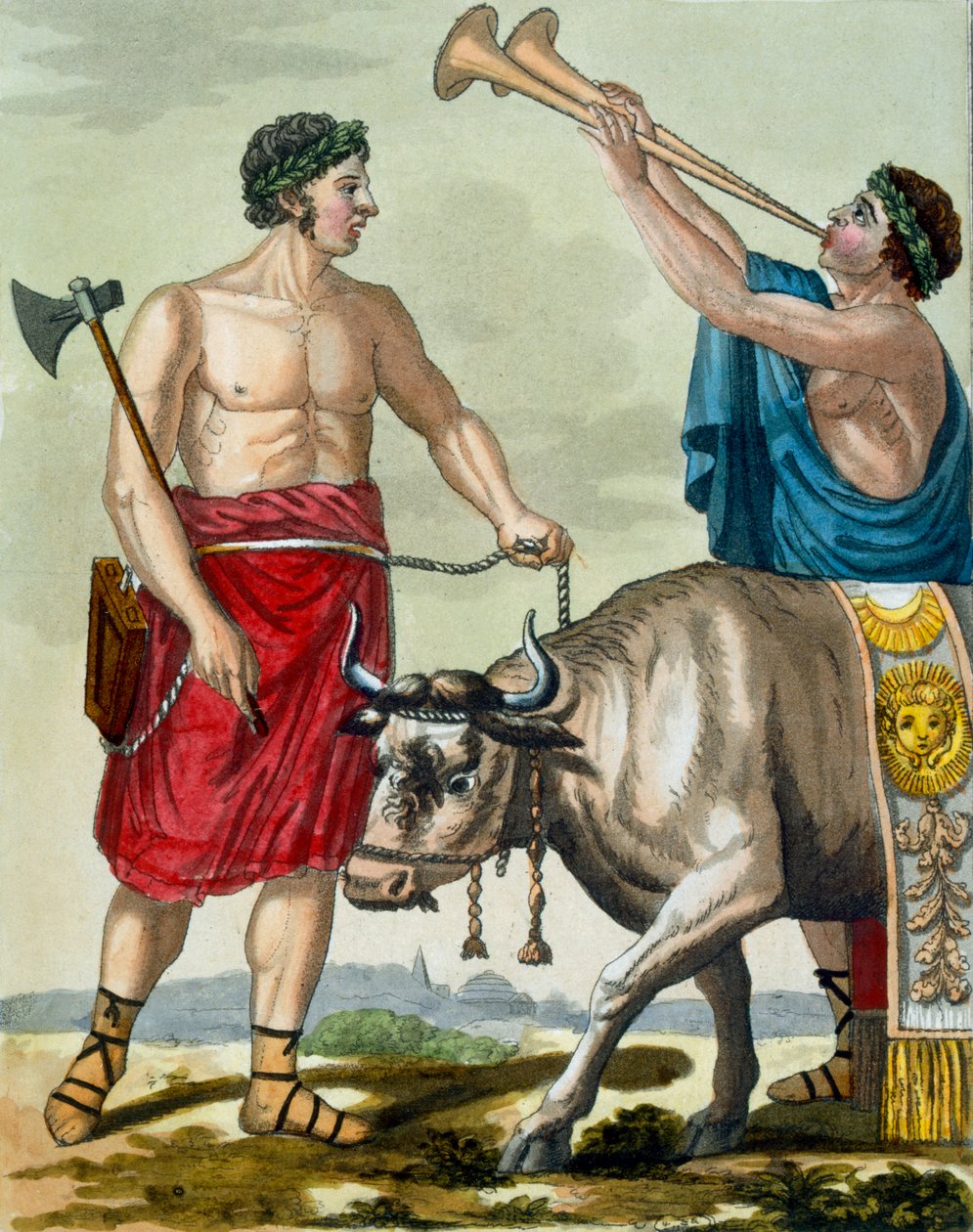 Sacrificio di un toro, illustrazione da 