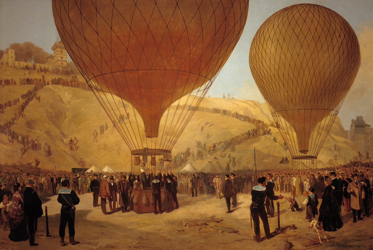 La partenza di Leon Michel Gambetta (1838-82) in mongolfiera 