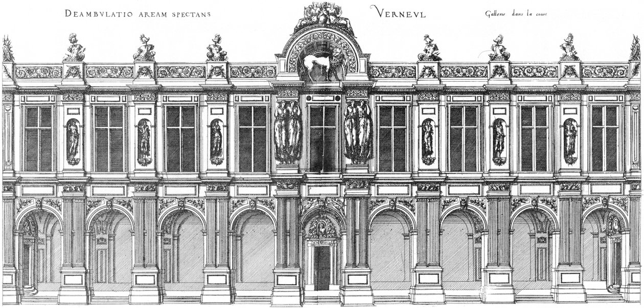 Incisione da Le premier volume des plus excellents Bastiments de France di Jacques I Androuet du Cerceau da Jacques I Androuet du Cerceau