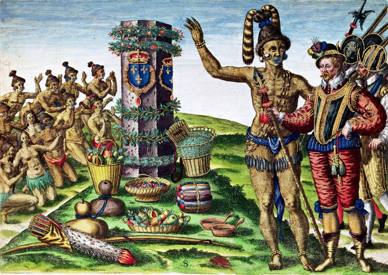 René Goulaine de Laudonnière e il capo Athore davanti alla colonna di Ribault, da 