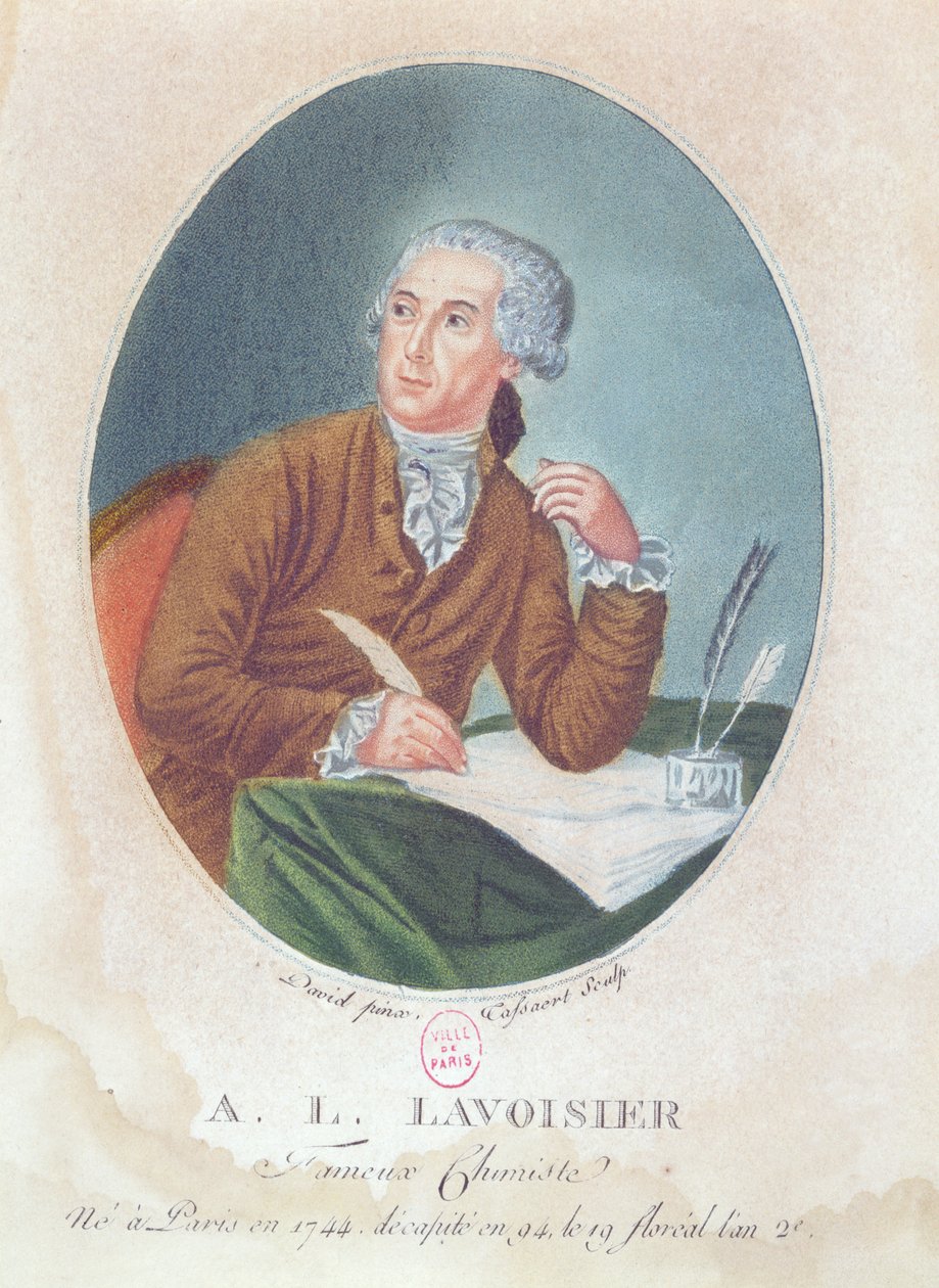 Antoine Laurent de Lavoisier (1743-94) inciso da Tassaert, c.1794 da Jacques Louis David