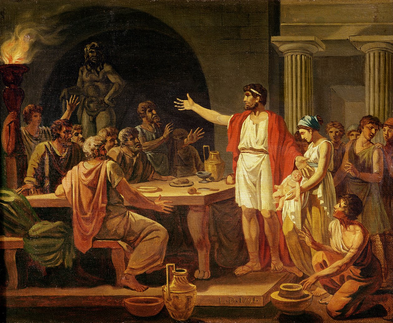 Studio per Licurgo che Mostra agli Antichi di Sparta il loro Re, 1791 da Jacques Louis David