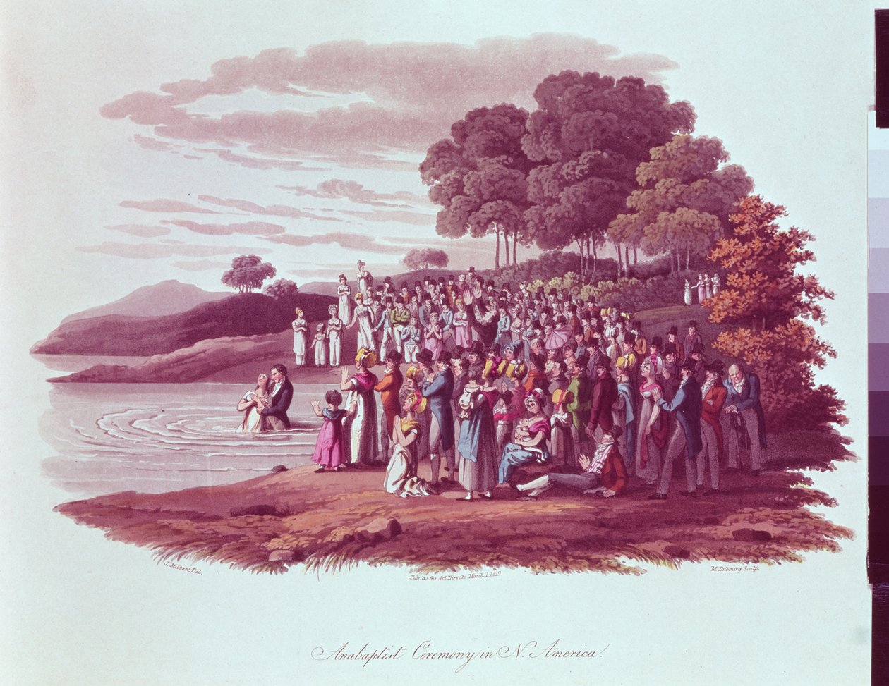 Cerimonia anabattista in Nord America, inciso da M. Dubourg, 1819 da Jacques Milbert