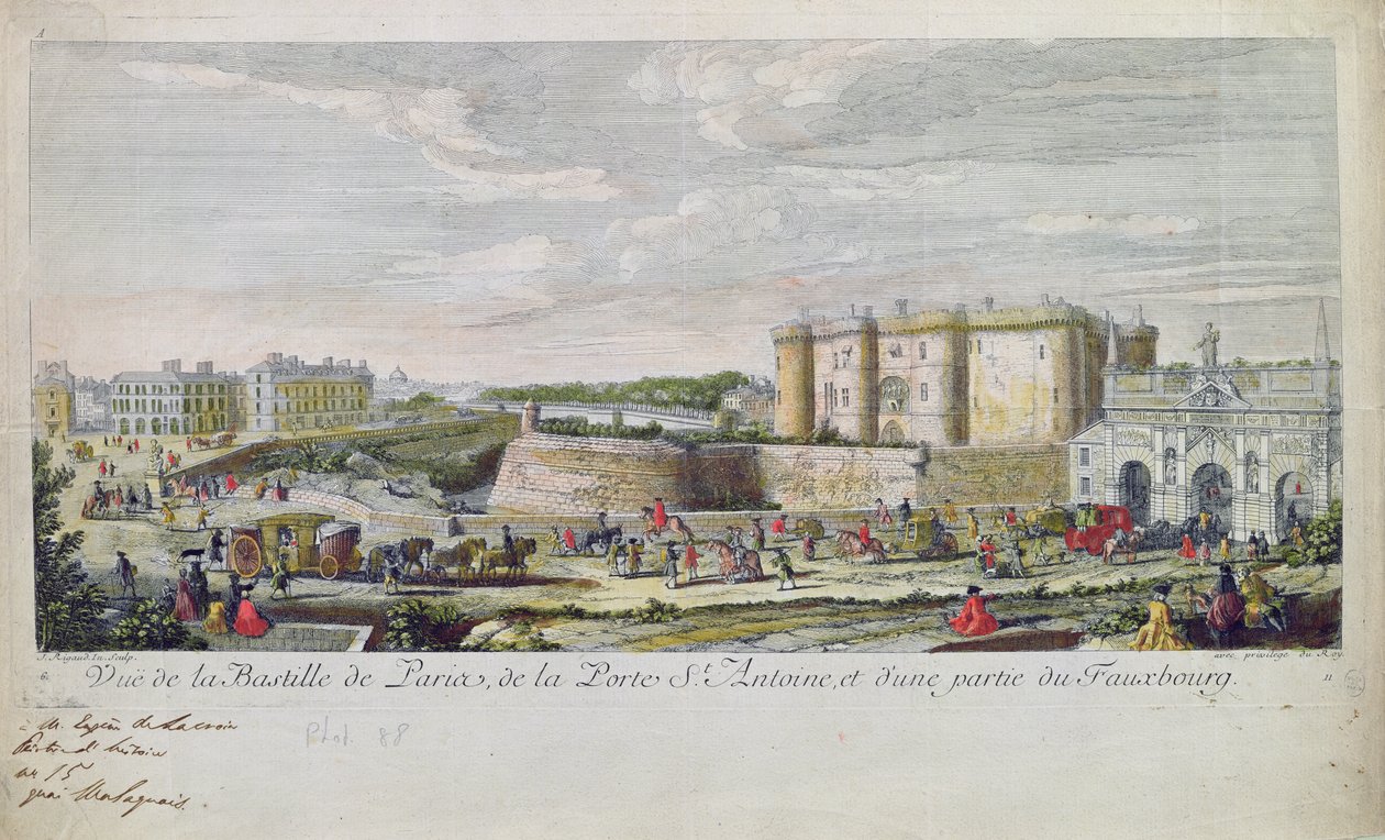 Vista della Bastiglia e della Porta Saint-Antoine da Jacques Rigaud
