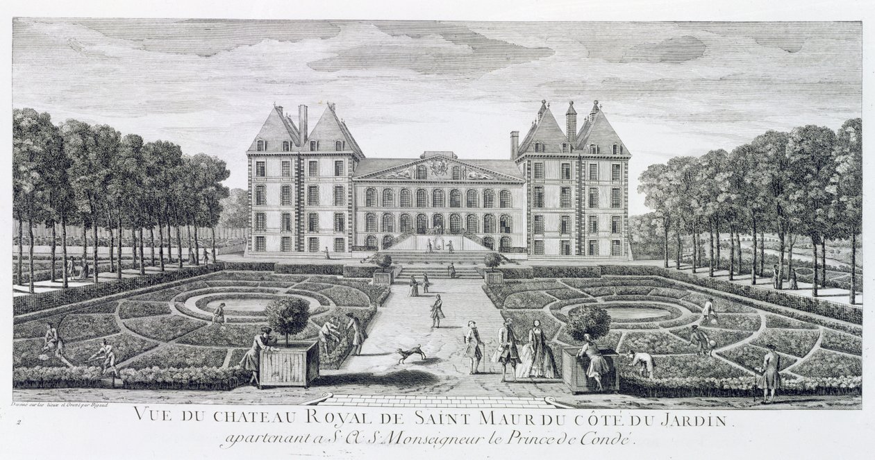 Veduta del Castello Reale di Saint Maur dal lato del giardino da Jacques Rigaud