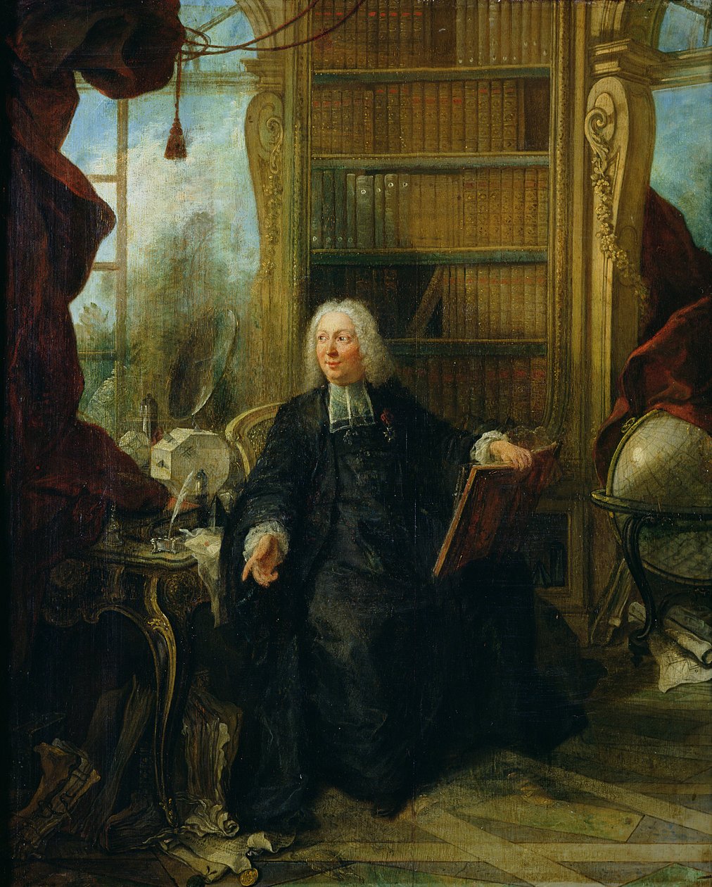 Abate Nollet (1700-70) nel suo studio, nel padiglione ottico del castello de la Muette da Jacques de Lajoüe