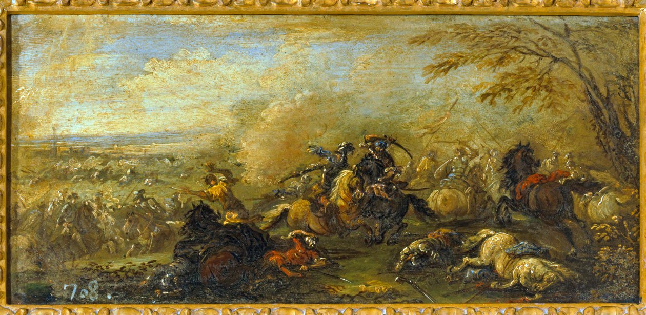 Una battaglia tra cristiani e musulmani... (olio su tela) da Jacques (1621 76) Courtois
