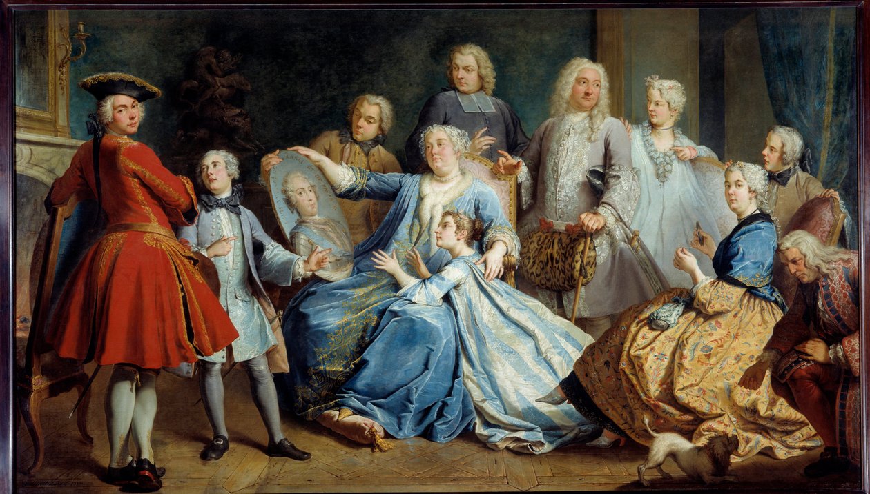 Ritratto di Madame Mercier, nutrice di Luigi XV, circondata dalla sua famiglia da Jacques  Dumont