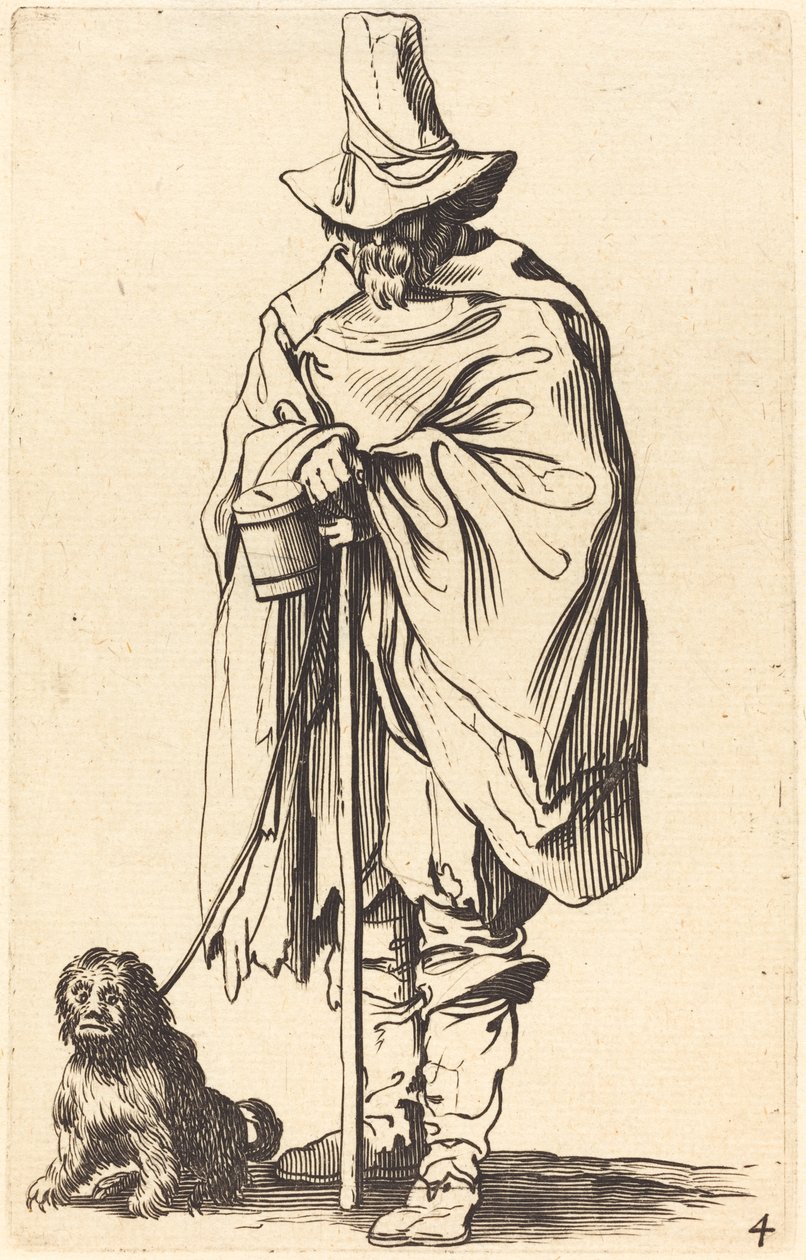Mendicante con cane da Jacques (after) Callot