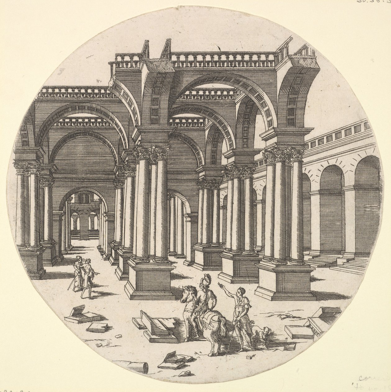 Vista prospettica, Tempio di Iside da Jacques Androuet Du Cerceau