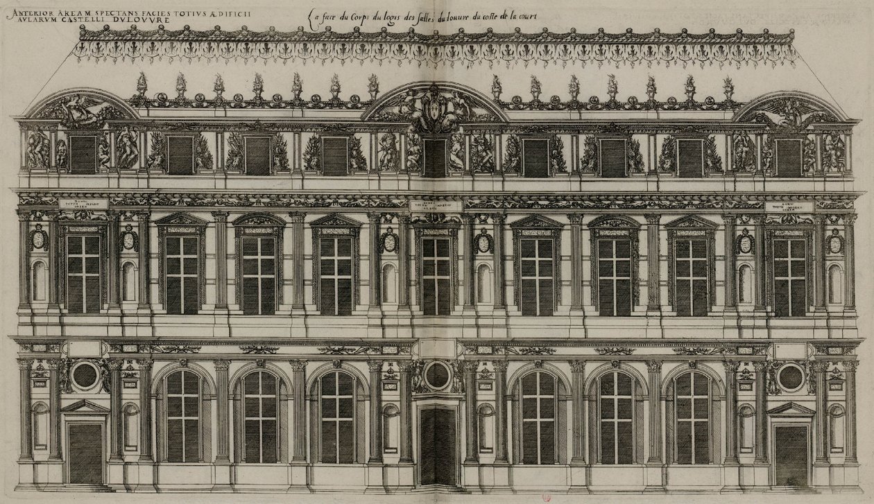 La facciata di Pierre Lescot pubblicata nel 1576 da Jacques Androuet Ducerceau