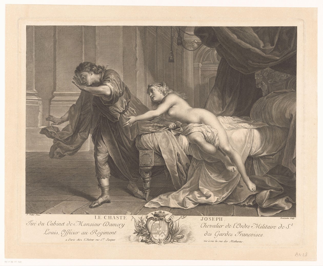 Giuseppe resiste alla tentazione della moglie di Potifar da Jacques Beauvarlet