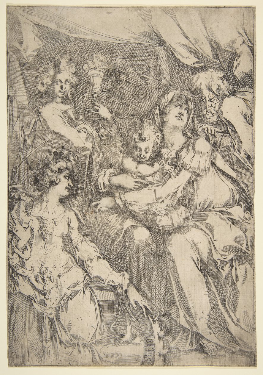 La Sacra Famiglia con Santa Caterina, San Giovanni Evangelista e un angelo, 1612-16 da Jacques Bellange