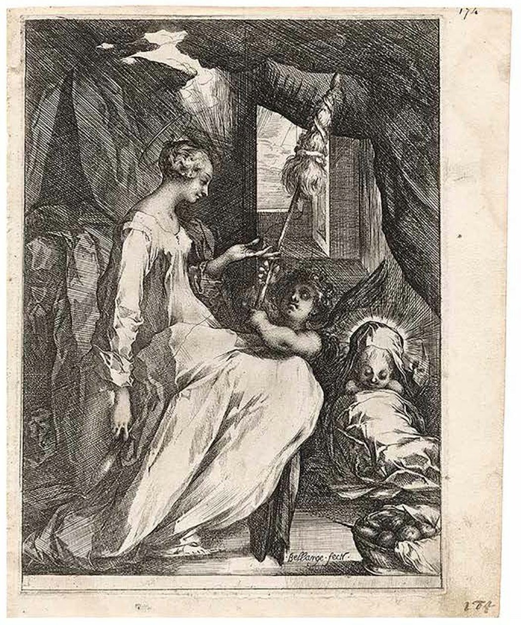 La Vergine e il Bambino con fuso e un angelo da Jacques Bellange