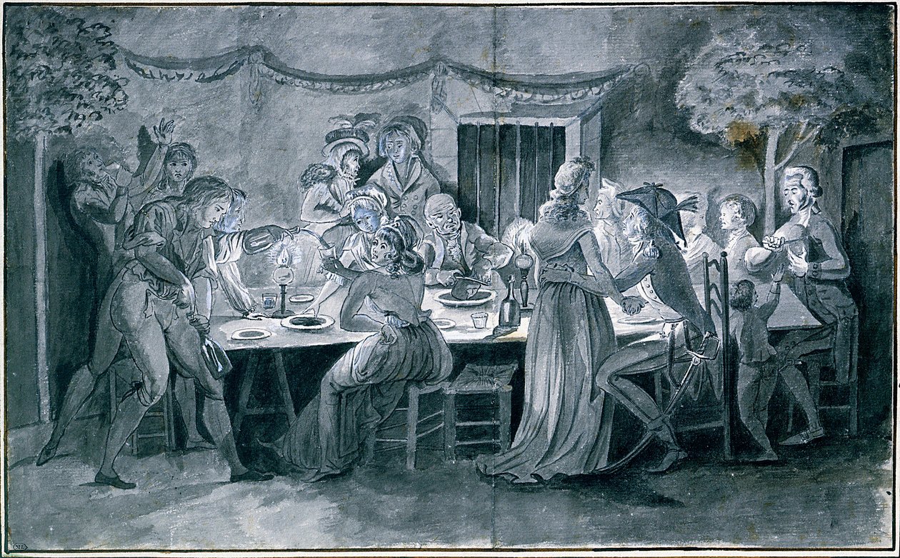 Cena di nozze durante la Rivoluzione Disegno di Jacques Bertaux (1745-1818) Parigi da Jacques Bertaux