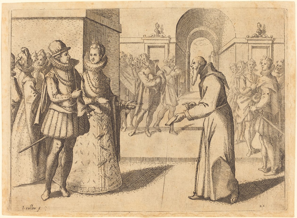 Un cappuccino che porta i ringraziamenti del Re di Baviera, 1612 da Jacques Callot