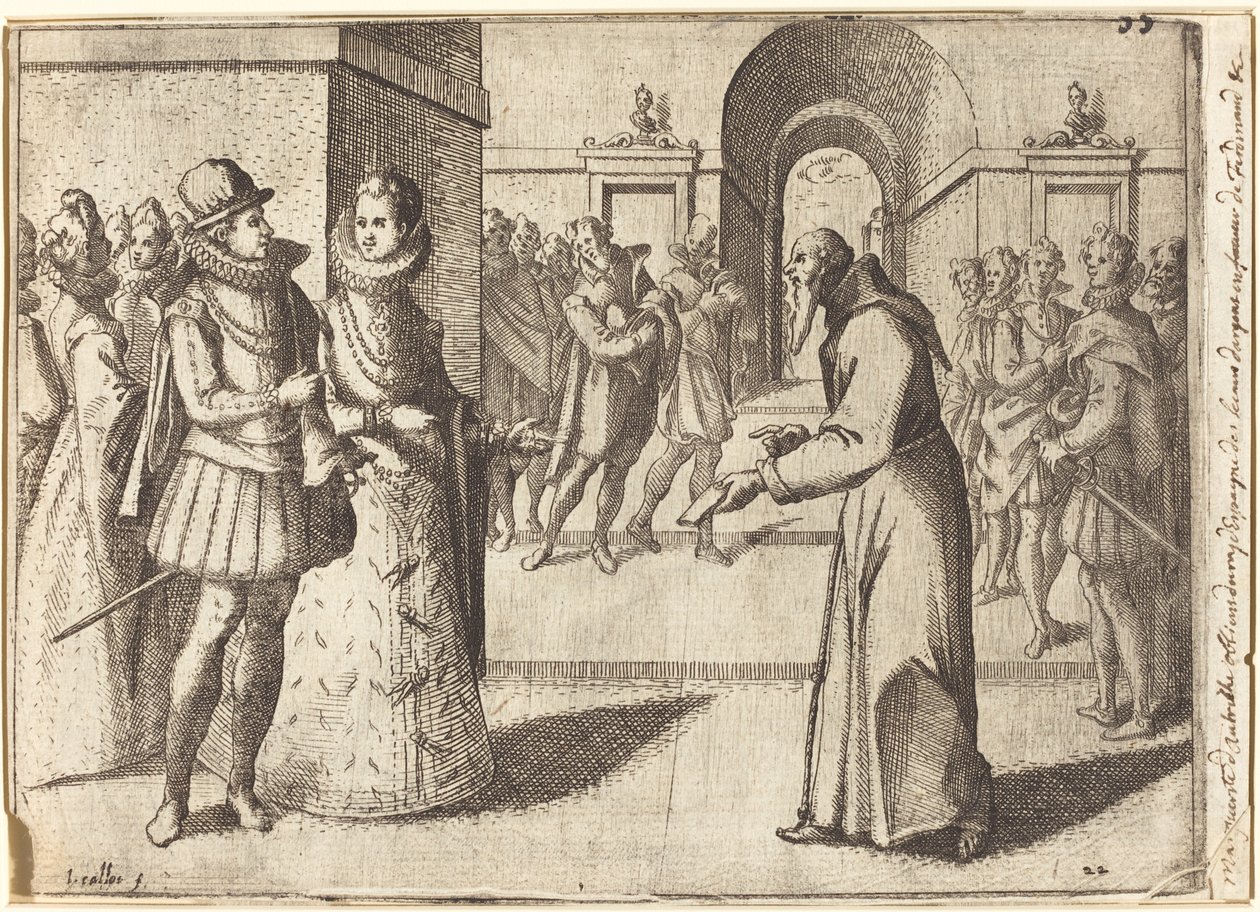 Un cappuccino che porta i ringraziamenti del re di Baviera da Jacques Callot