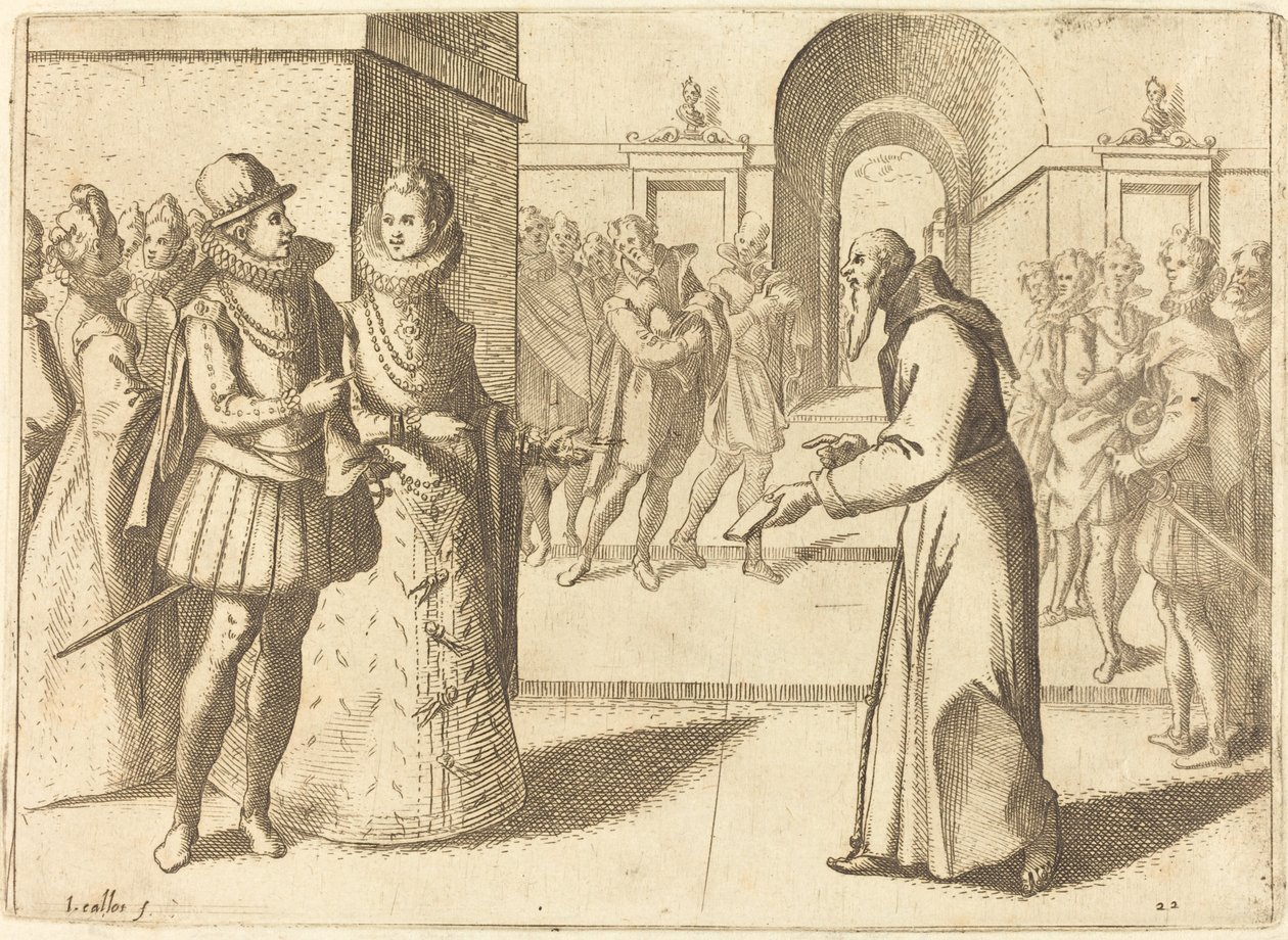 Un cappuccino che porta i ringraziamenti del re di Baviera da Jacques Callot