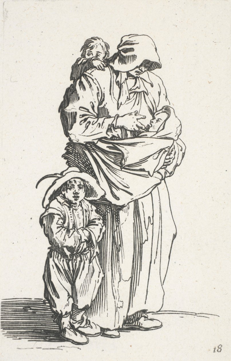 Una madre e i suoi tre figli, da I mendicanti (La mère et ses trois enfants) da Jacques Callot