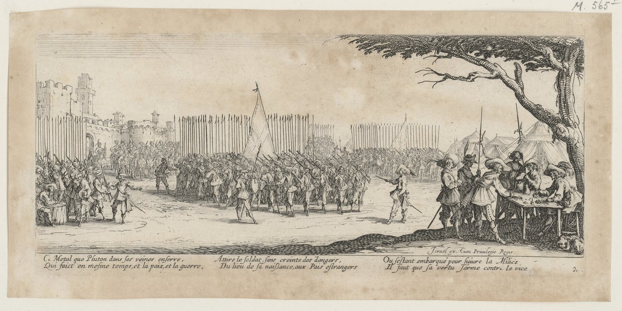 Reclutamento delle truppe, foglio 2 della serie “Gli orrori della guerra” da Jacques Callot