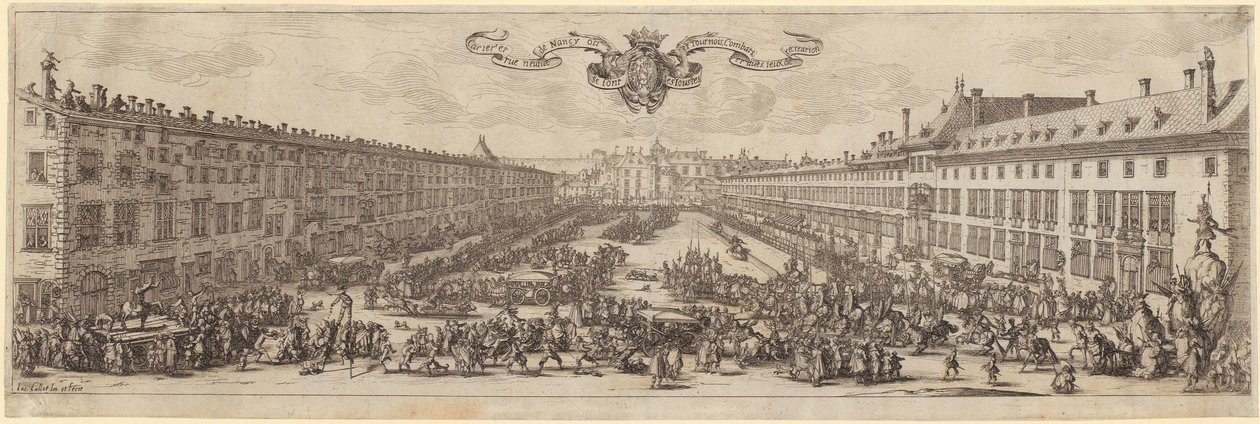 Vista della Rue Neuve a Nancy da Jacques Callot