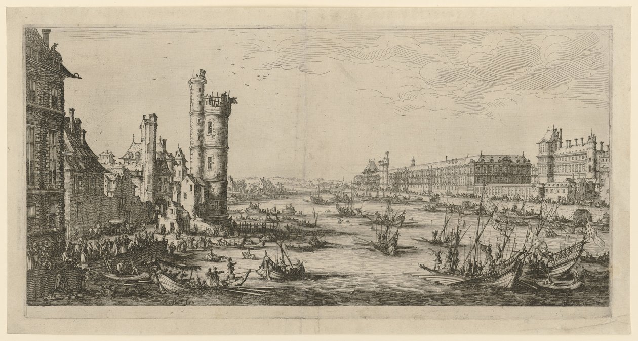Veduta del Louvre, foglio della serie «Due grandi vedute di Parigi» da Jacques Callot