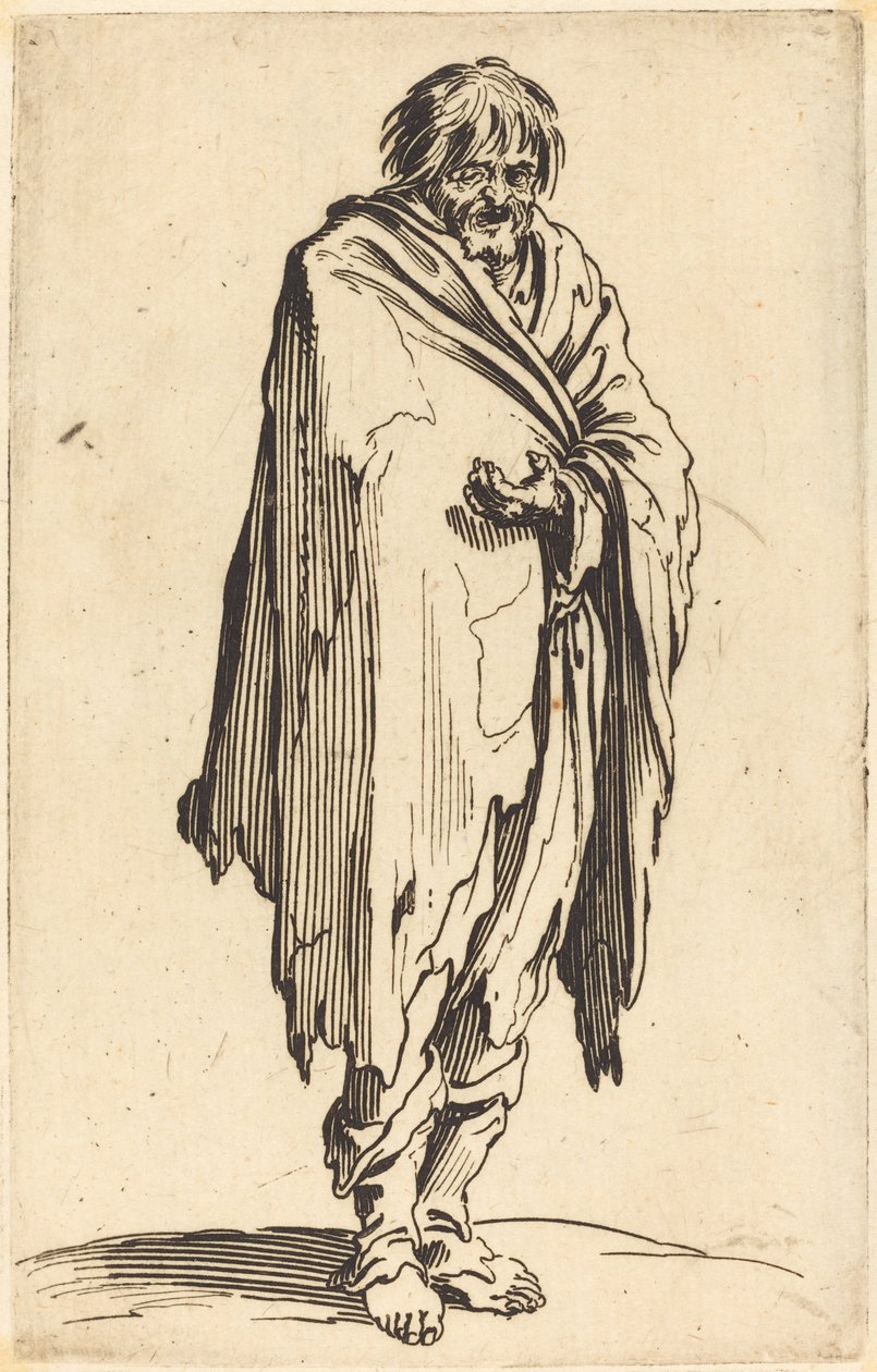 Mendicante a capo e piedi nudi da Jacques Callot
