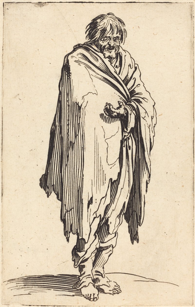 Mendicante a capo e piedi nudi da Jacques Callot