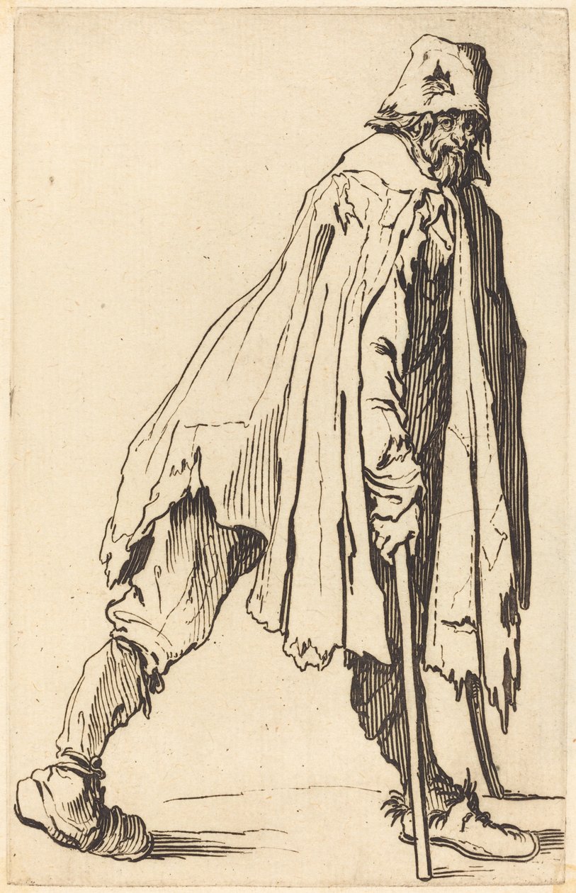 Mendicante con stampelle e berretto da Jacques Callot