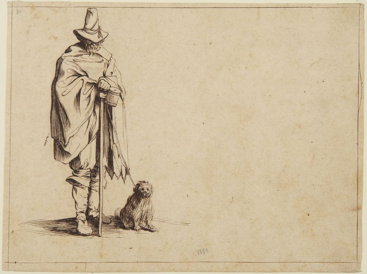 Mendicante con cane da Jacques Callot
