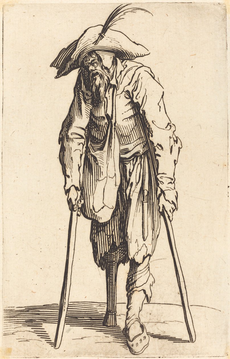 Mendicante con gamba di legno da Jacques Callot
