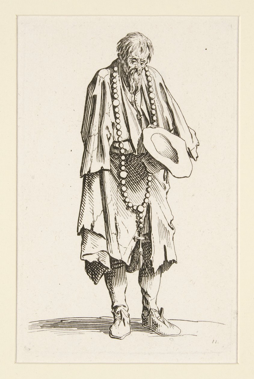 Mendicante con un rosario, da I Mendicanti (Le mendiant au rosaire) da Jacques Callot