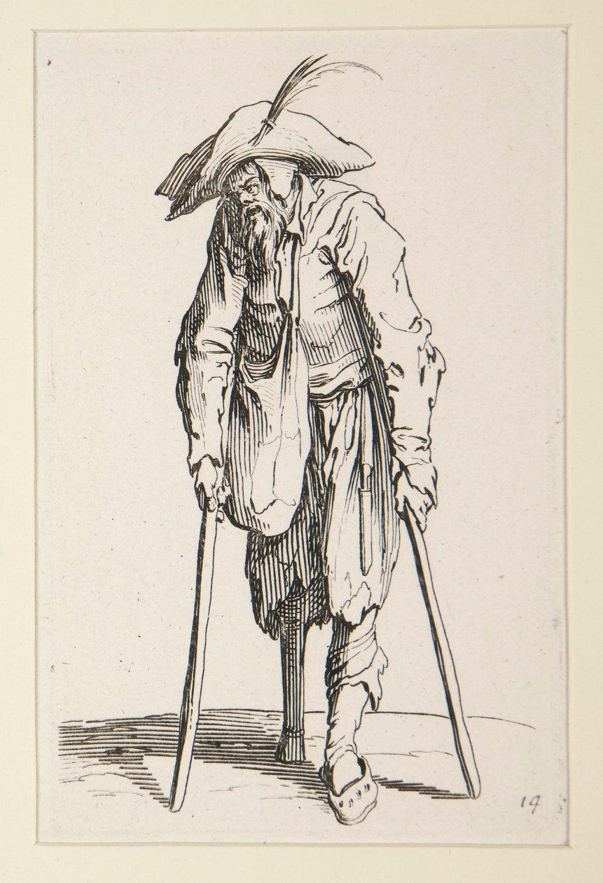 Mendicante con una gamba di legno, da I mendicanti da Jacques Callot