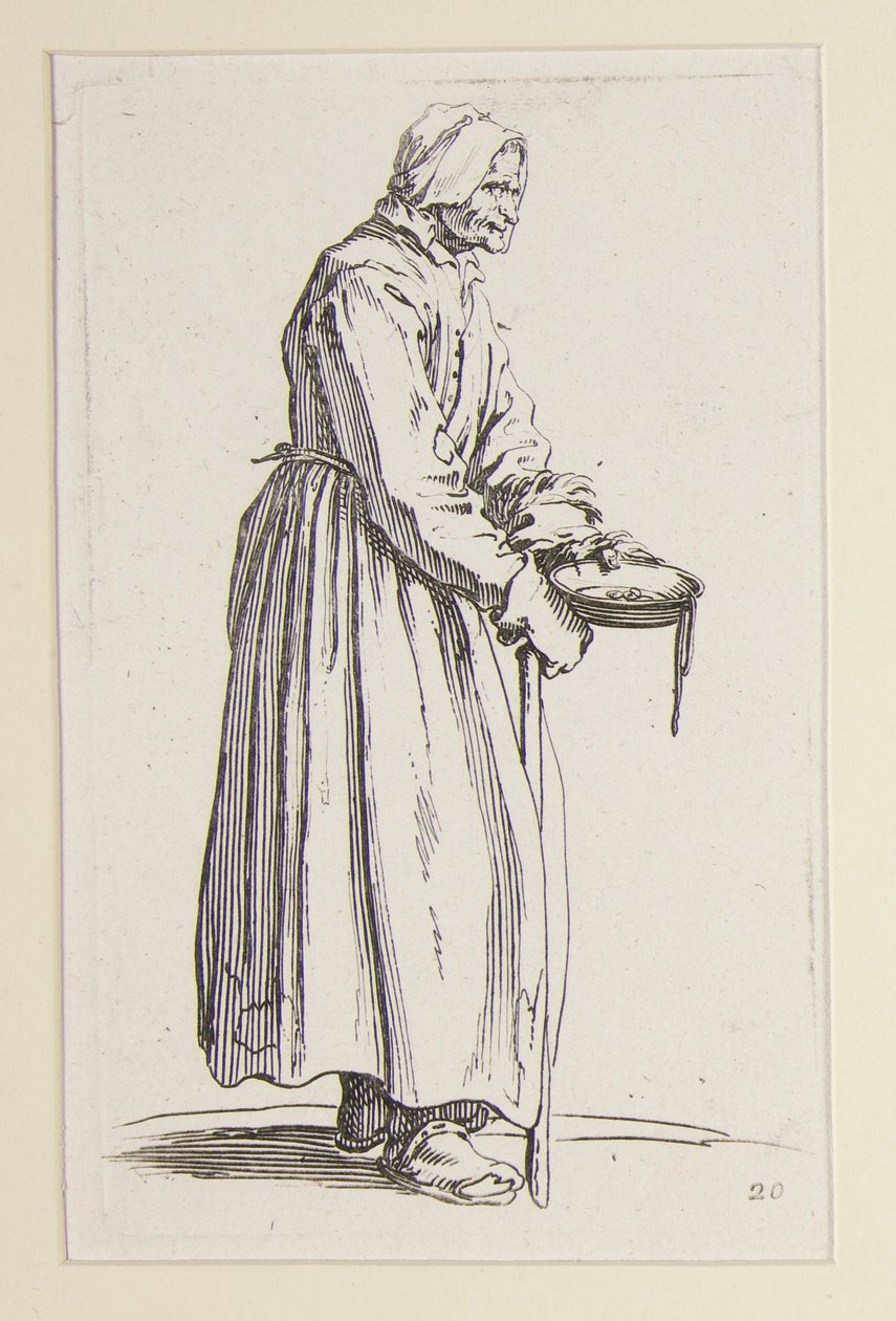 Mendicante donna che porta una ciotola, da I mendicanti (La mendiante à la sébille) da Jacques Callot