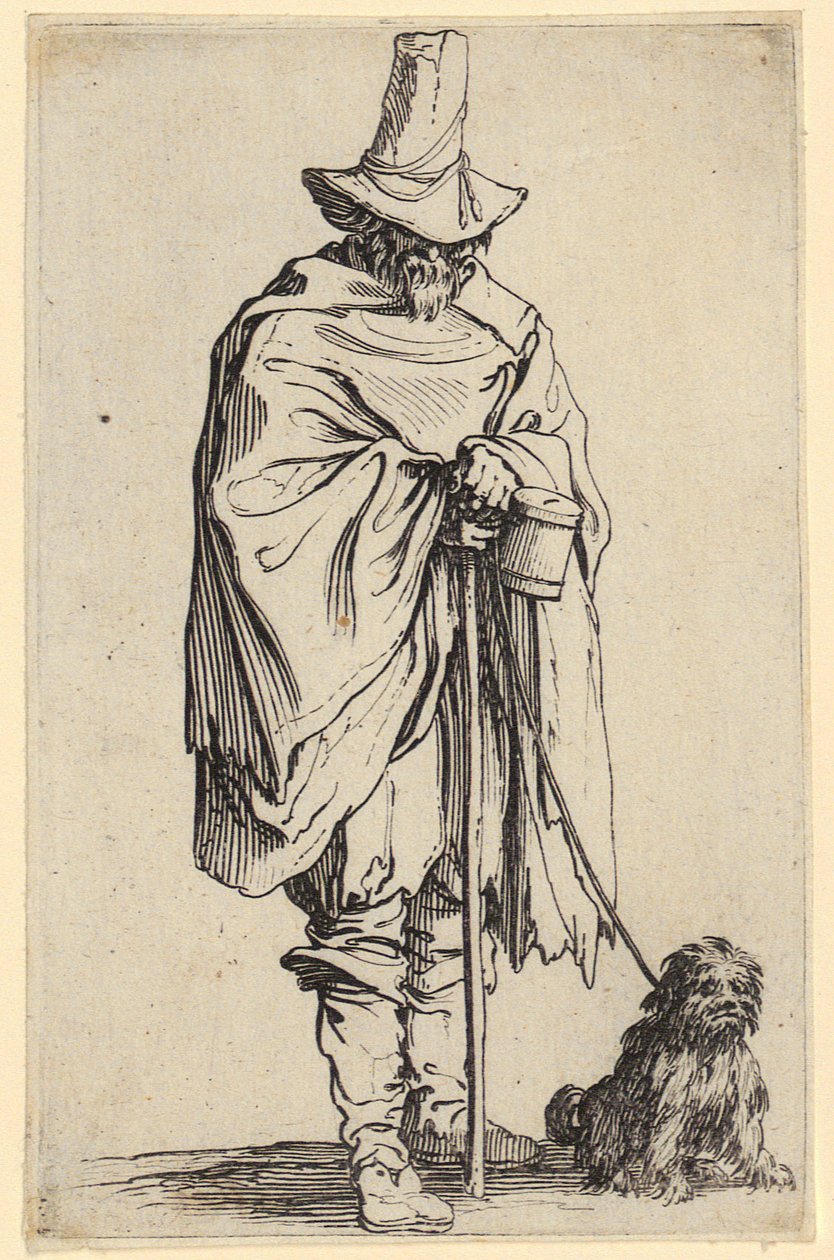 Cieco e il suo cane, tavola 22 della serie «I mendicanti» da Jacques Callot