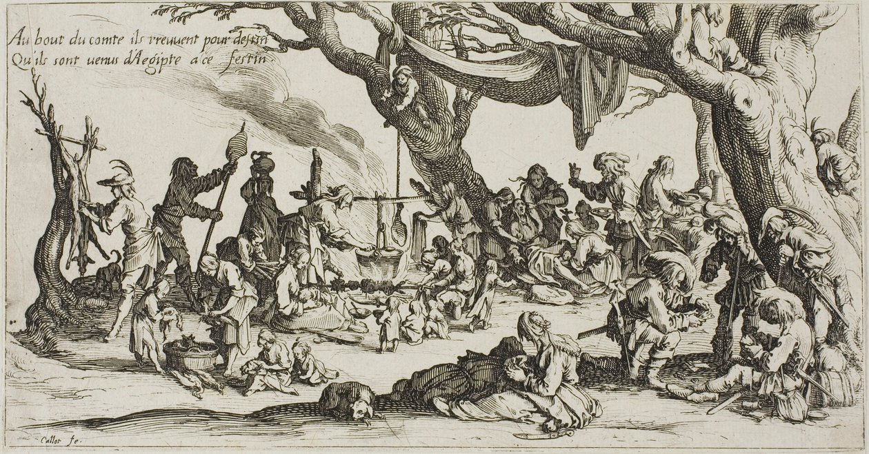 Il campeggio degli zingari: La preparazione della festa da Jacques Callot