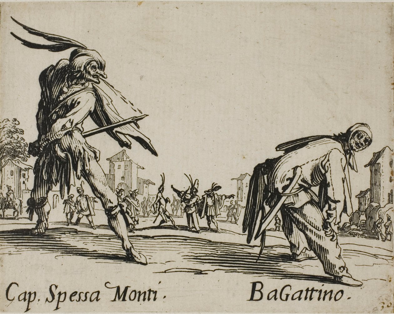 Capitan Spessa Monti - Begattino, tavola 10 da Balli di Sfessania da Jacques Callot