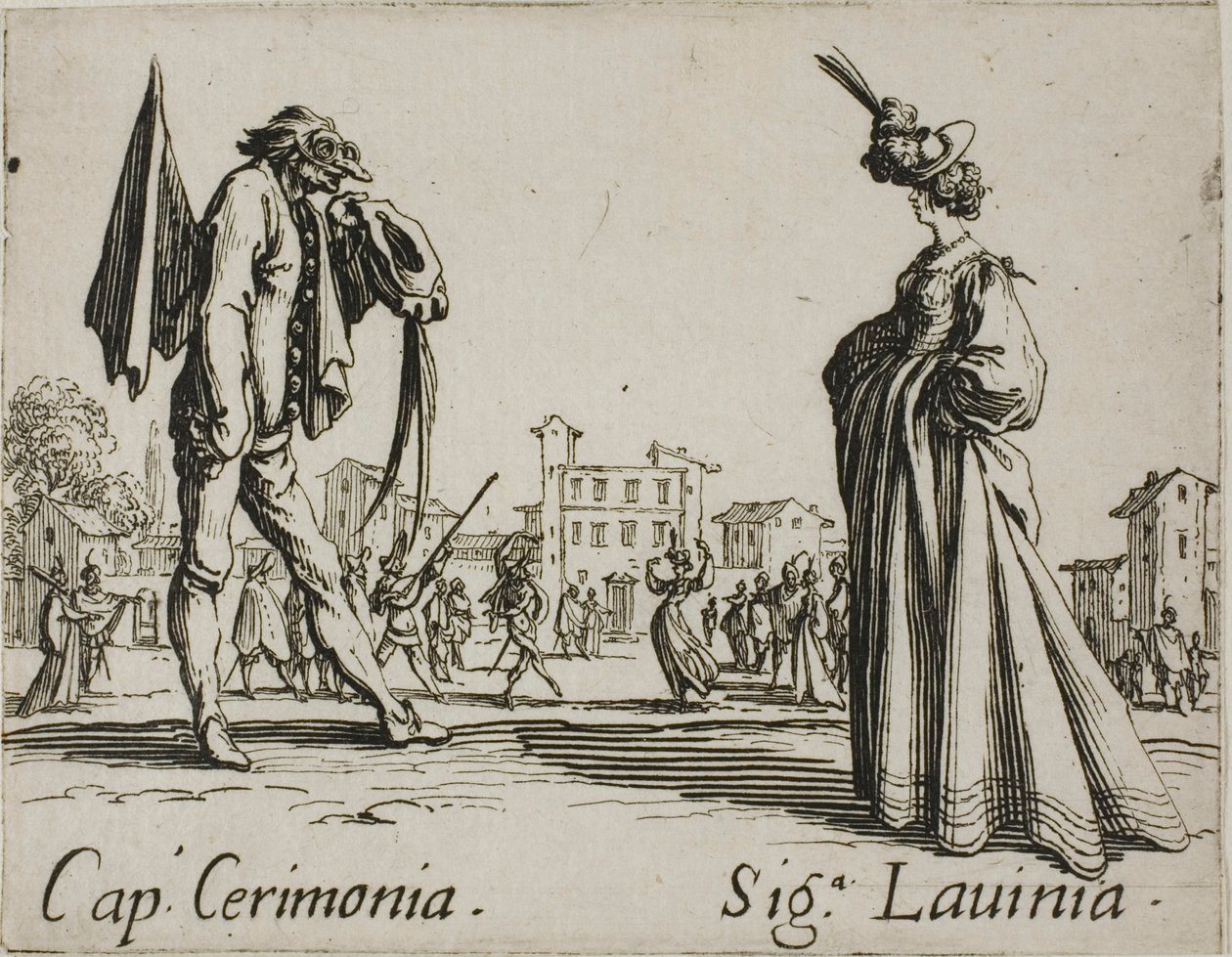 Capitano Cerimonia - Signora Lavinia, plate 3 from Balli di Sfessania da Jacques Callot