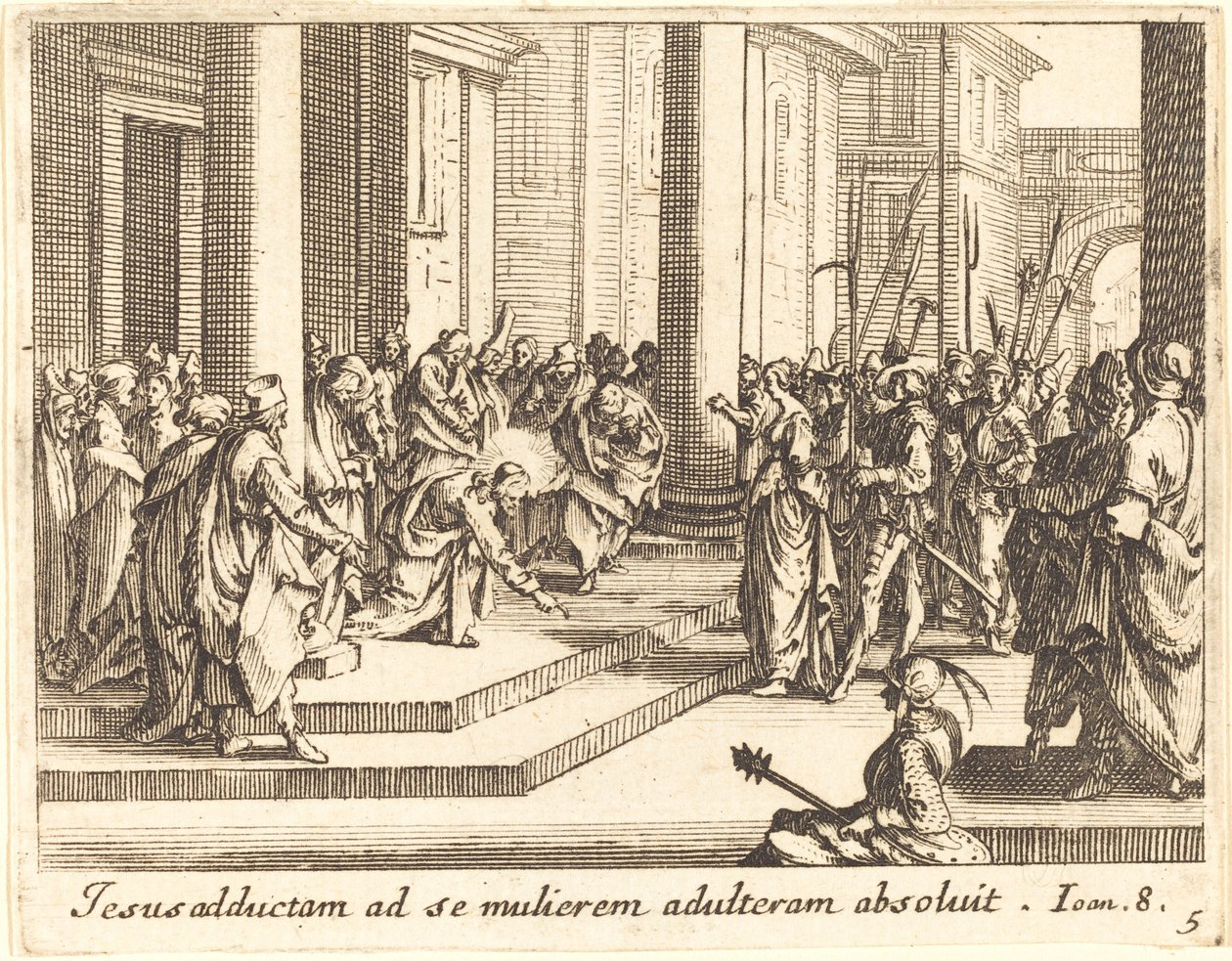 Cristo e la Donna Colta in Adulterio da Jacques Callot