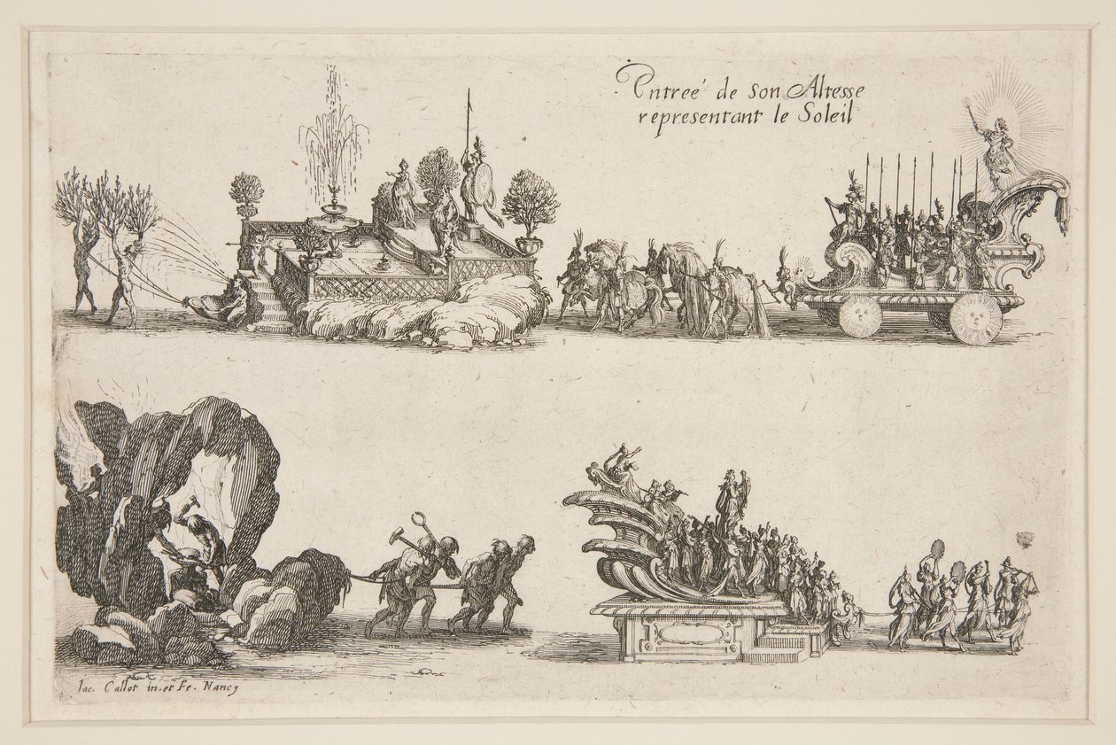 Combattimento alla Barriera, Entrata di sua Altezza (Carlo IV) rappresentante il Sole da Jacques Callot