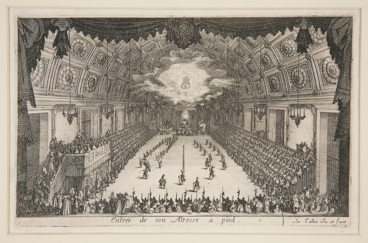 Combattimento alla barriera, entrata di sua altezza a piedi da Jacques Callot