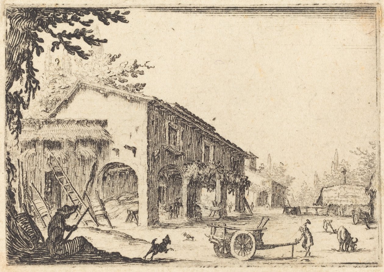 Cortile di una fattoria da Jacques Callot