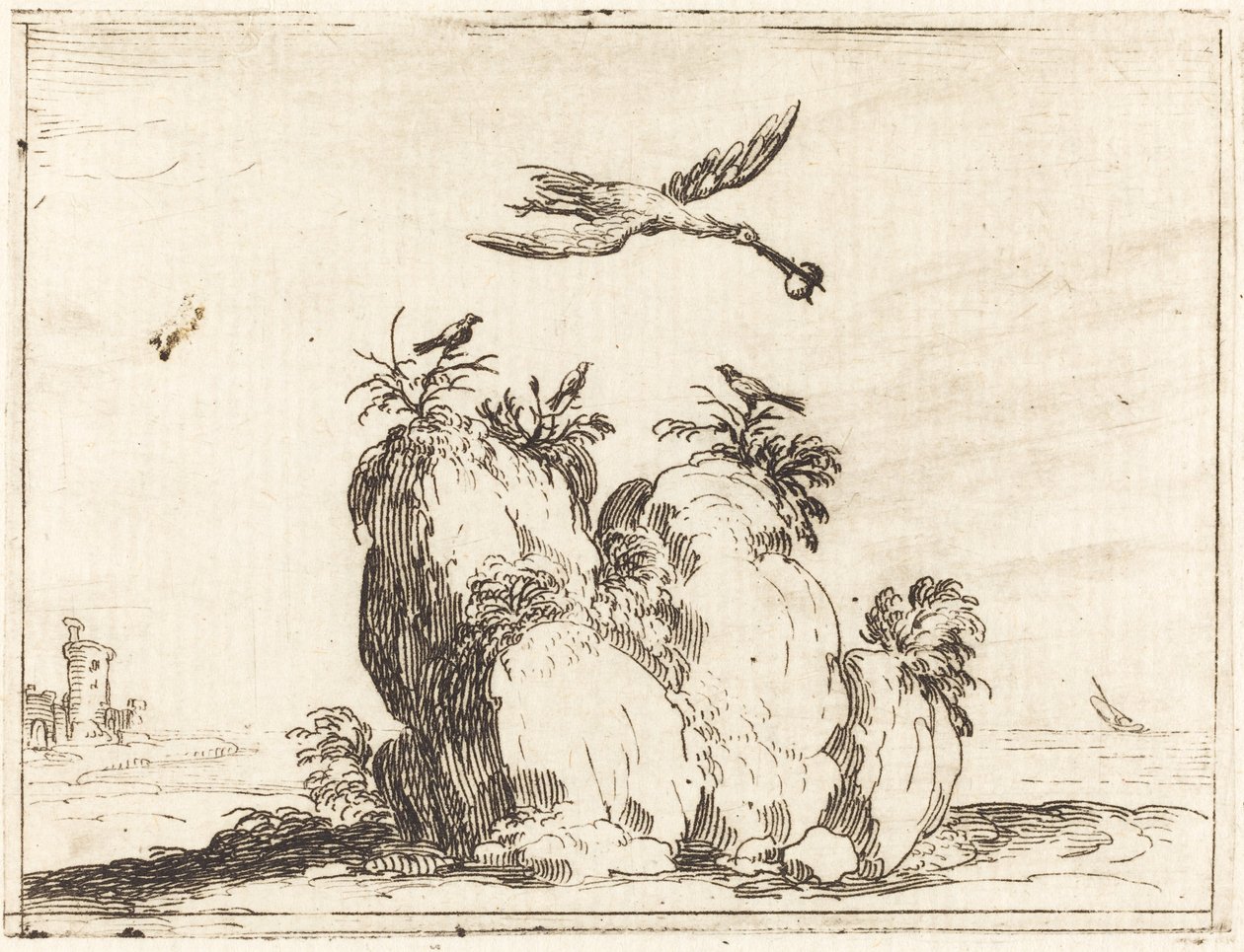 Gru in volo da Jacques Callot