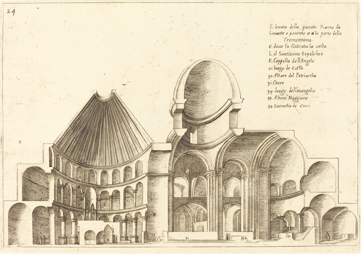 Sezione Trasversale della Chiesa del Santo Sepolcro da Jacques Callot